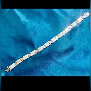 Vintage 925 Sterling Italian Silver Geometric Link Bracelet